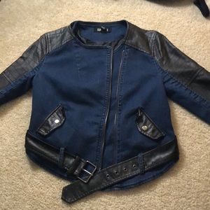 Women leather jean jacket